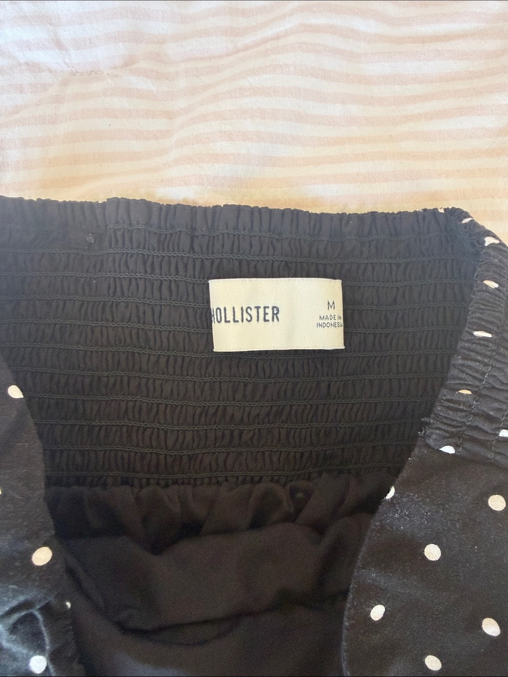 Hollister Black Strapless Polka Dot Dress with White Dots - Picture 3 of 4